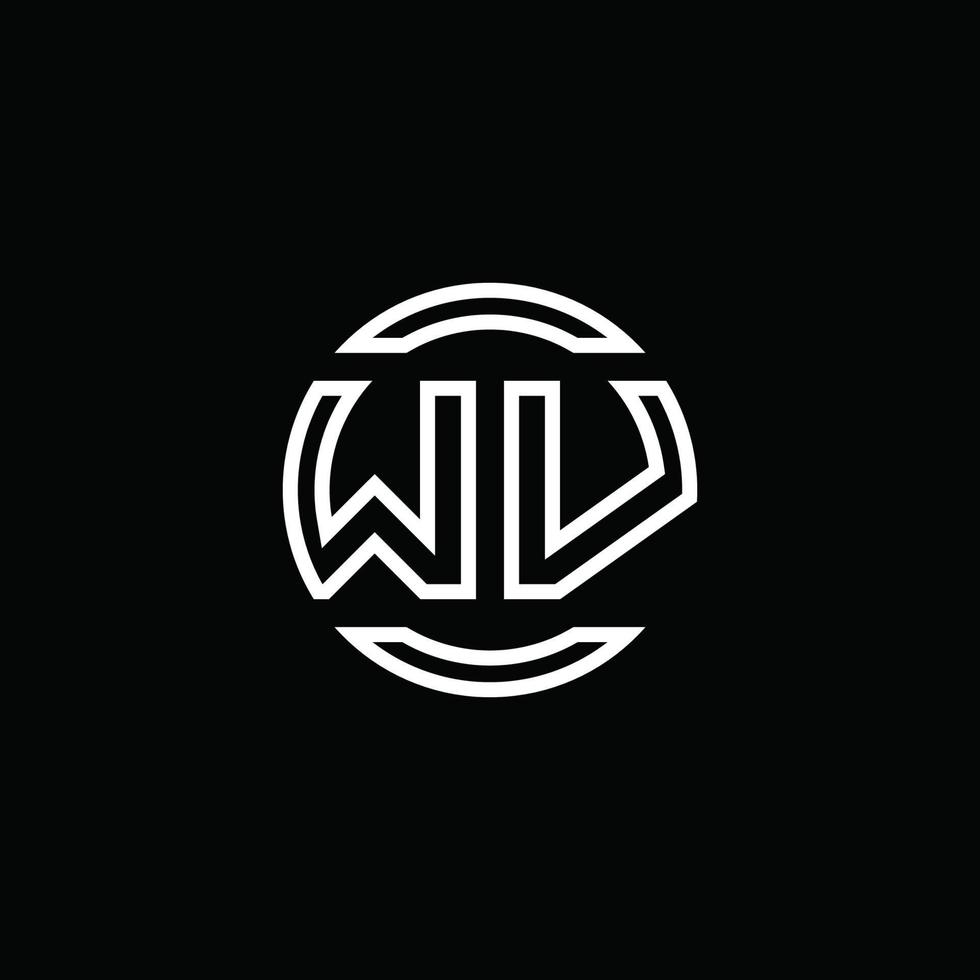 wv logo monogram met negatieve ruimte cirkel afgeronde ontwerpsjabloon vector