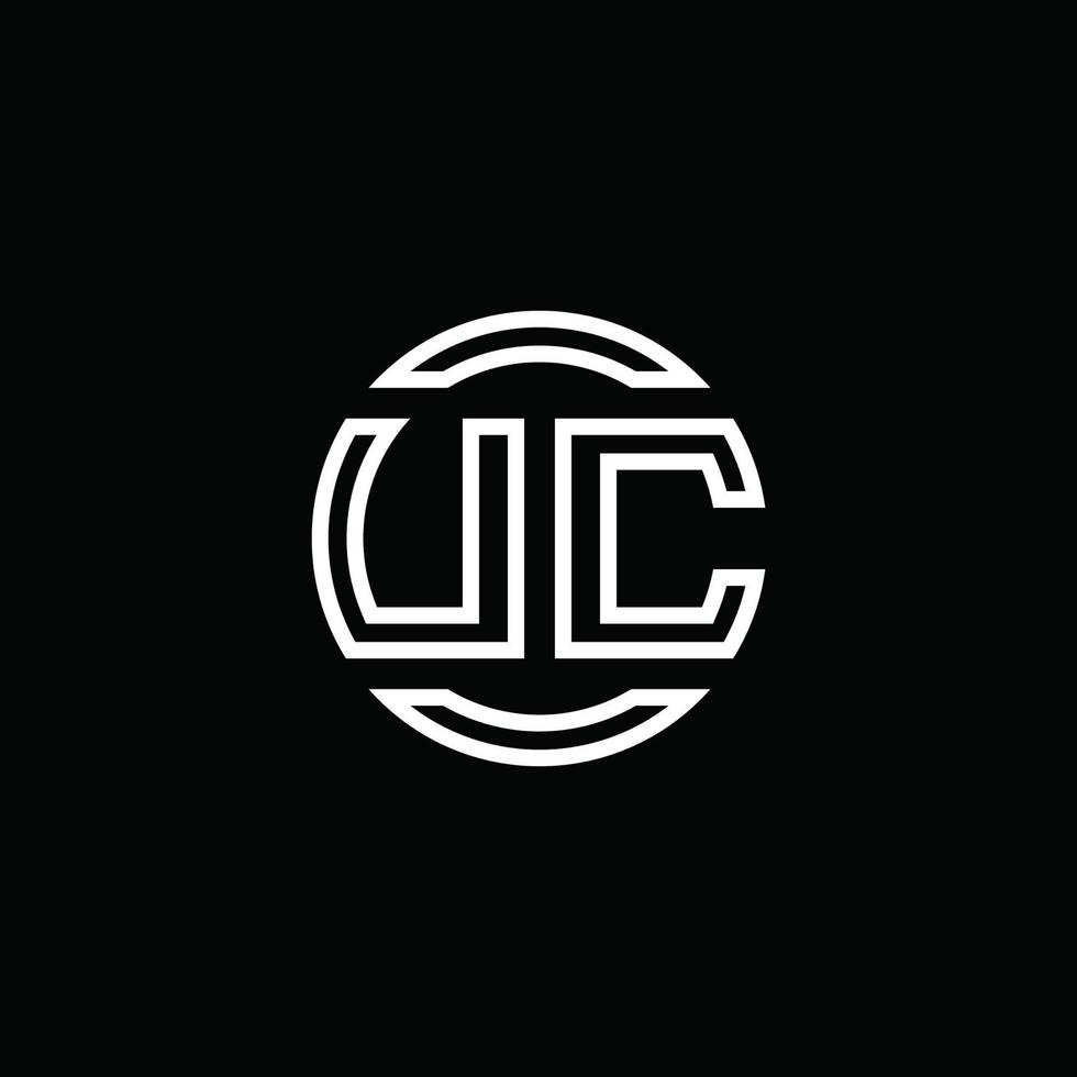 uc logo monogram met negatieve ruimte cirkel afgeronde ontwerpsjabloon vector