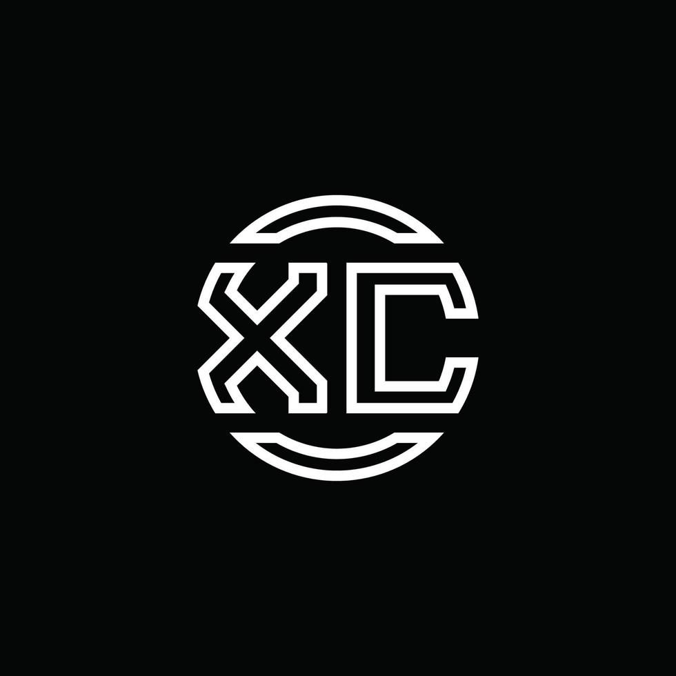 xc logo monogram met negatieve ruimte cirkel afgeronde ontwerpsjabloon vector