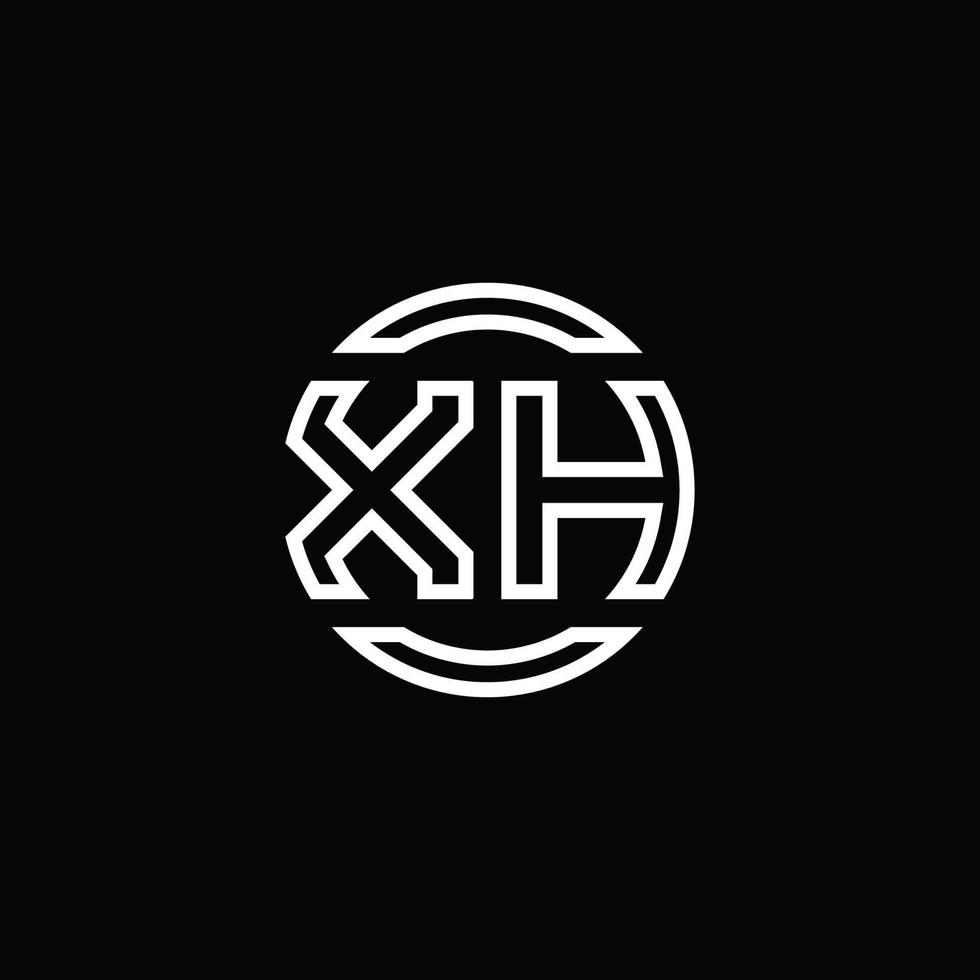 xh logo monogram met negatieve ruimte cirkel afgeronde ontwerpsjabloon vector
