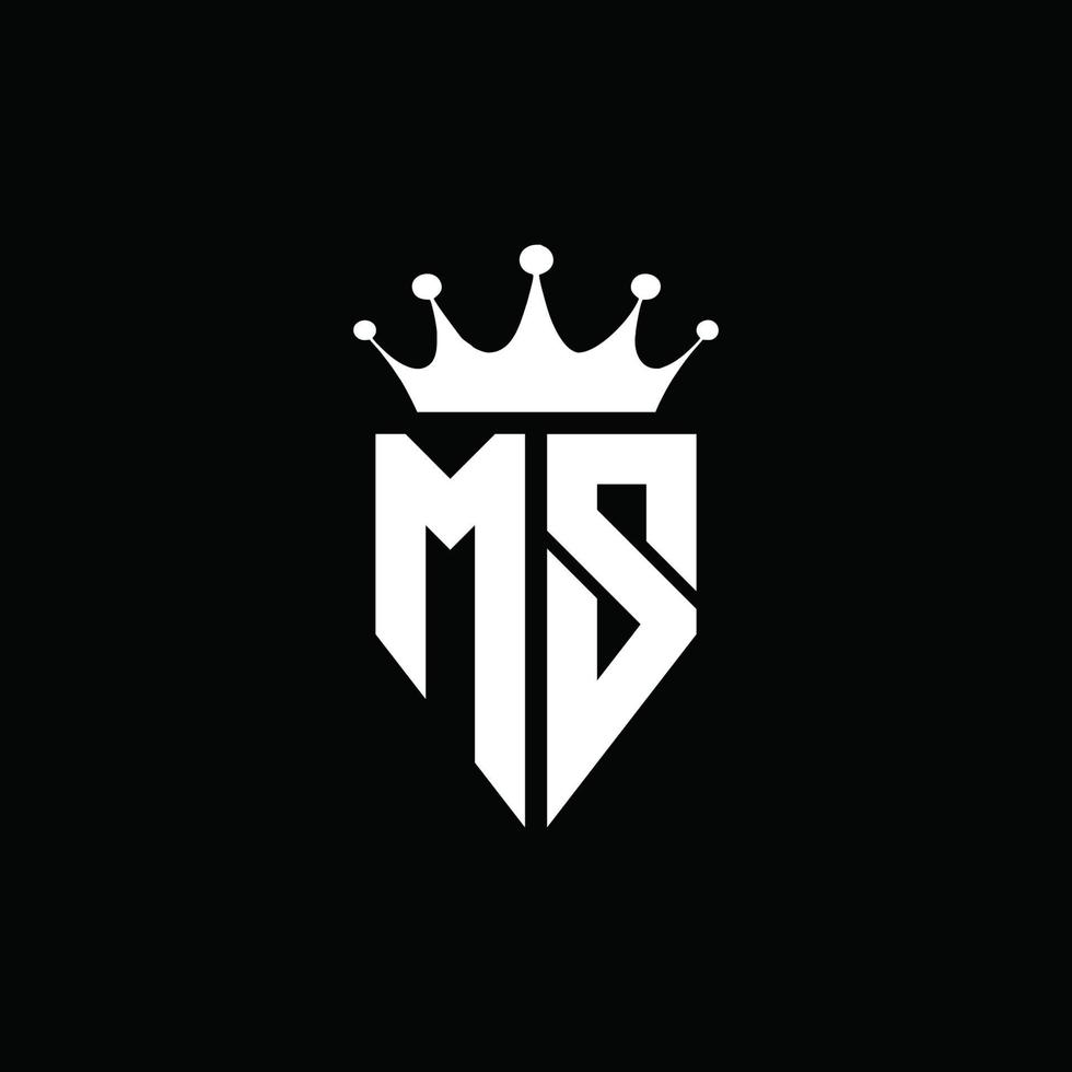 ms logo monogram embleem stijl met kroonvorm ontwerpsjabloon vector