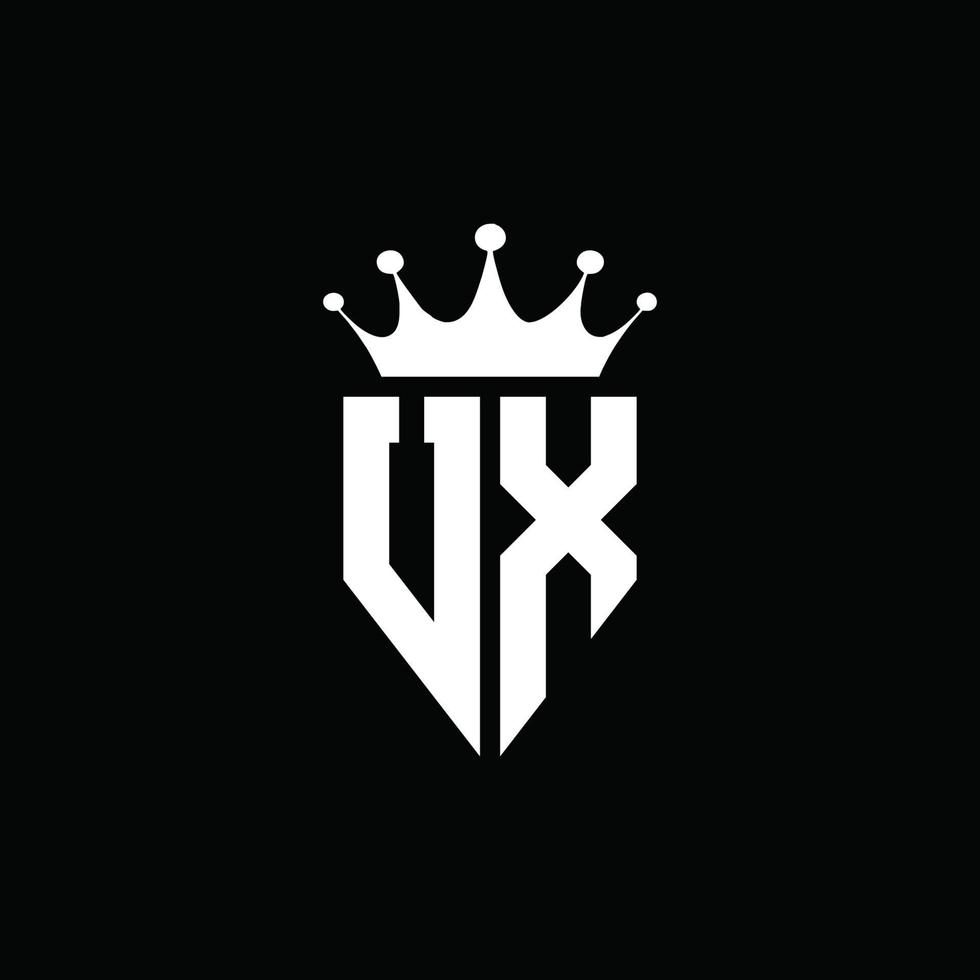 ux logo monogram embleem stijl met kroonvorm ontwerpsjabloon vector