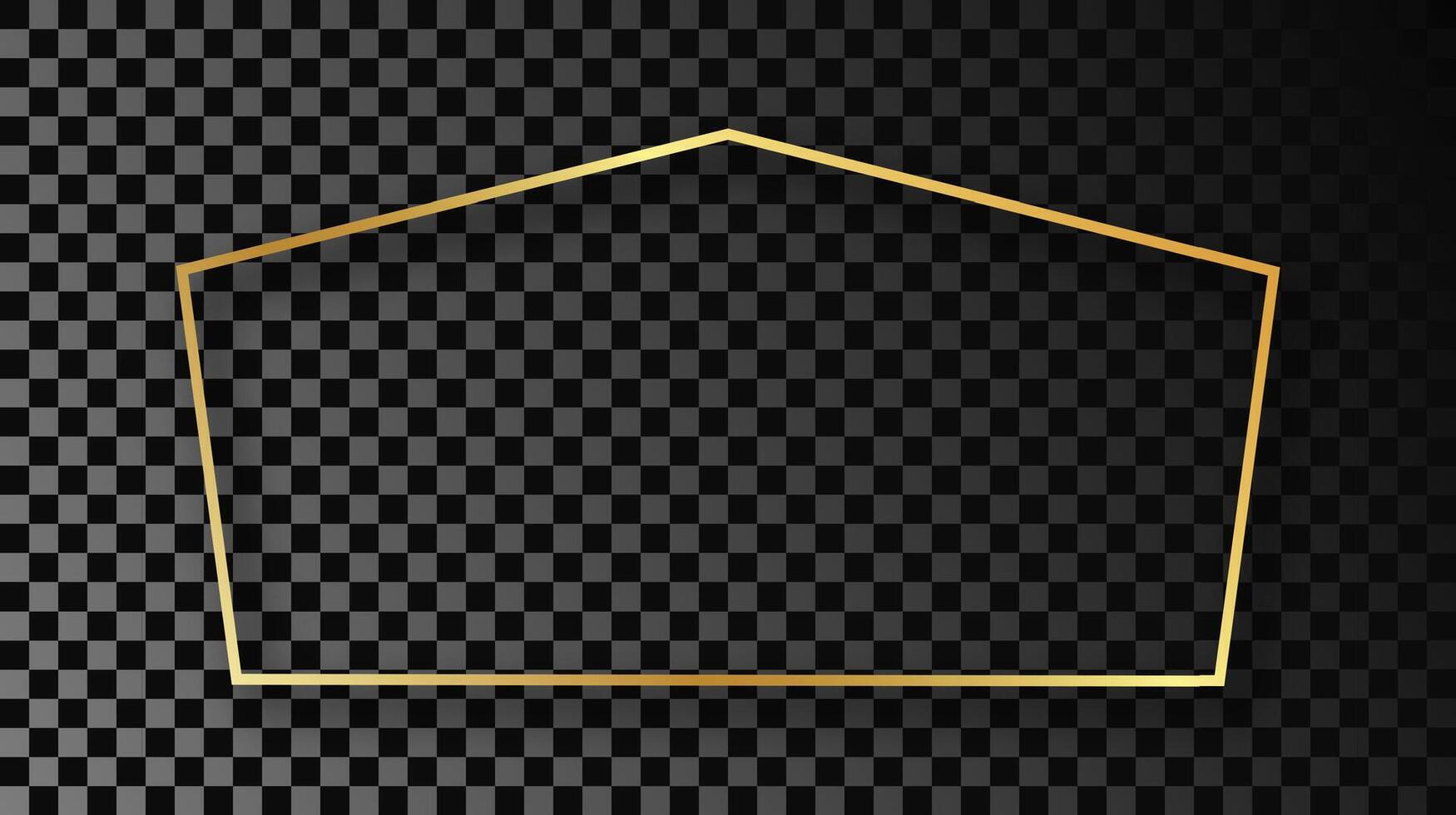 goud gloeiend tetragon vorm kader met schaduw geïsoleerd Aan donker achtergrond. glimmend kader met gloeiend Effecten. illustratie. vector