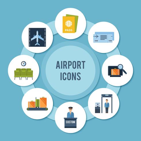 Luchthaven Icons Set vector