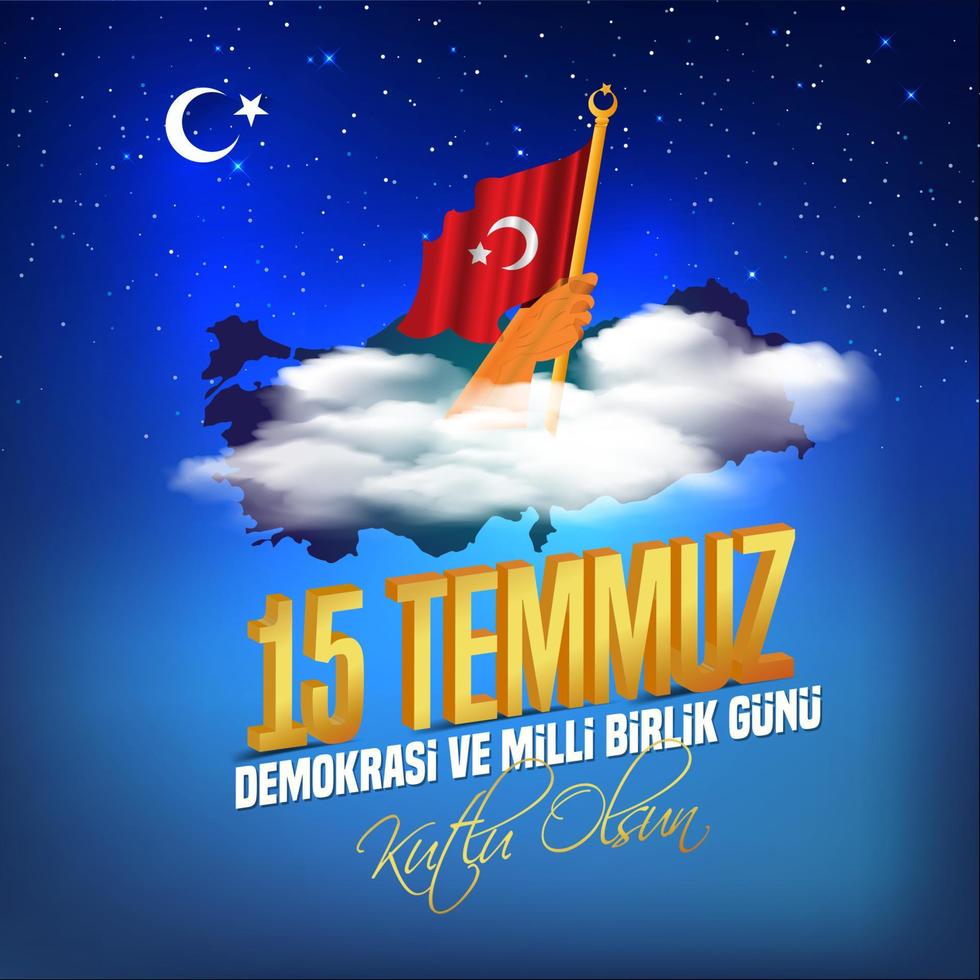 vectorillustratie. Turkse feestdag. vertaling uit het turks, de dag van de democratie en de nationale eenheid van turkije, veteranen en martelaren van 15 juli. met vakantie vector