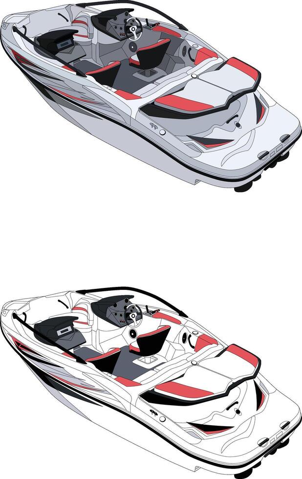 illustratie van voorkant visie snelheid boot. vector