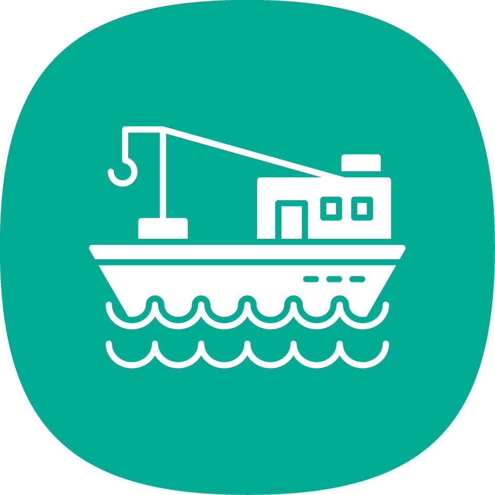 visvangst boot glyph kromme icoon vector