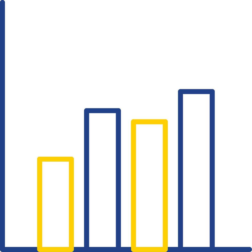 staafdiagram lijn twee kleuren icoon vector