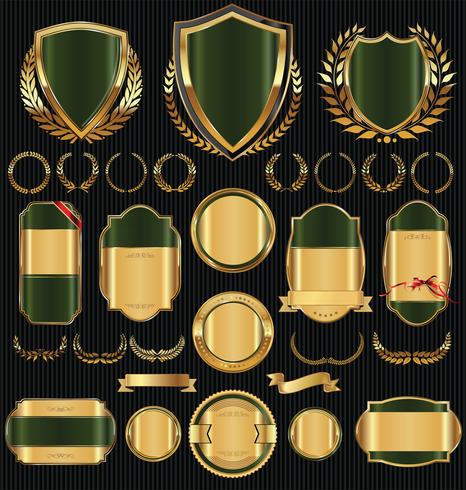 Luxe premium gouden insignes en labels vector