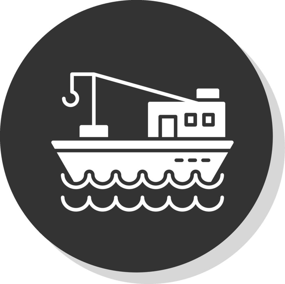 visvangst boot glyph grijs cirkel icoon vector