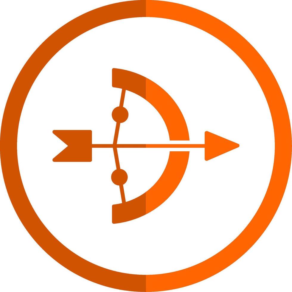 boogschieten glyph oranje cirkel icoon vector