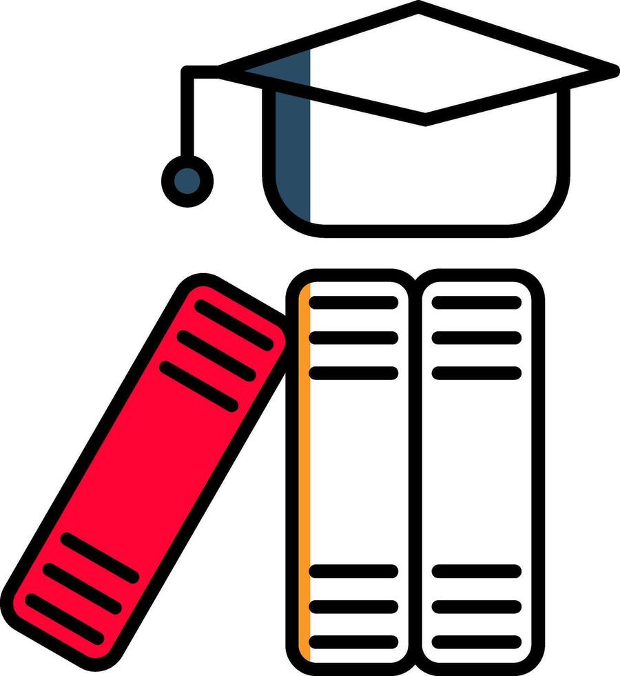 diploma uitreiking hoed gevulde voor de helft besnoeiing icoon vector