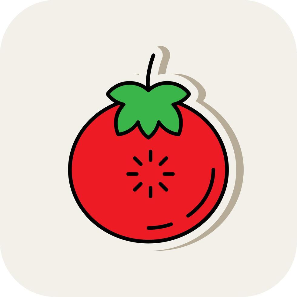 tomaat lijn gevulde wit schaduw icoon vector