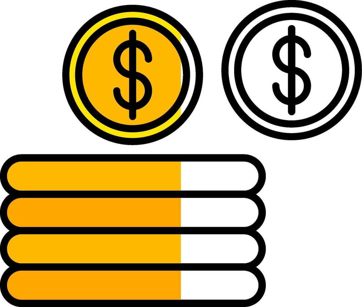 munten gevulde voor de helft besnoeiing icoon vector