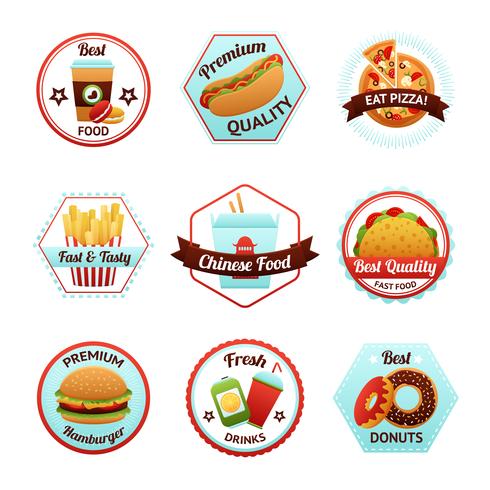 Fastfood-emblemen vector