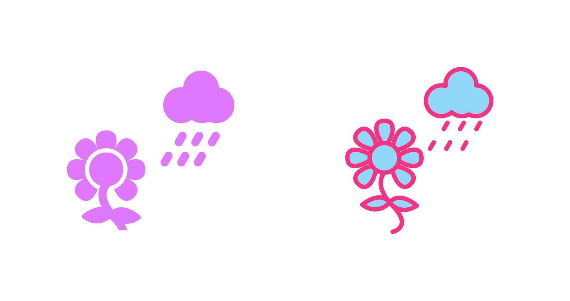 bloem met regen icoon vector