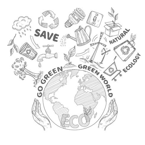 doodles ecologie concept vector