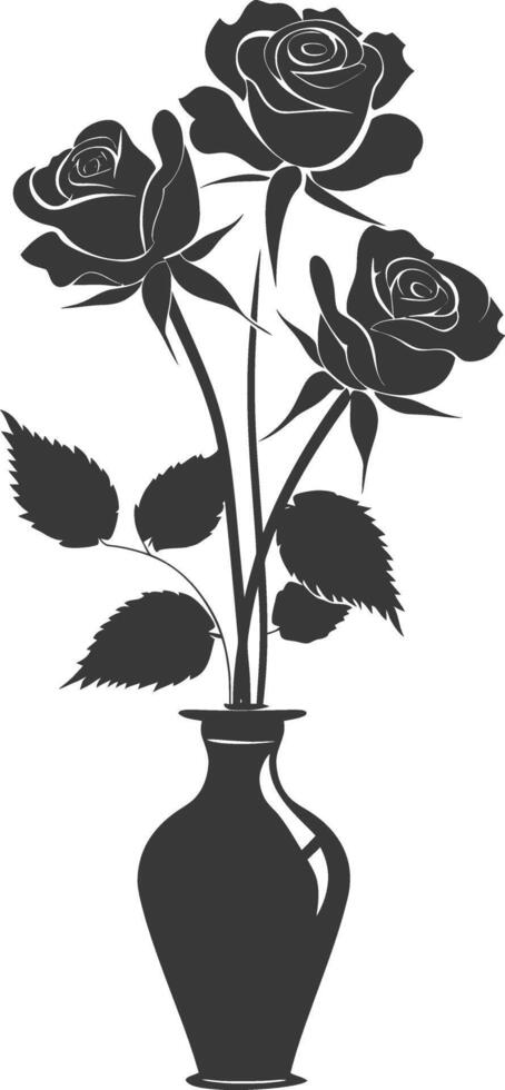 ai gegenereerd silhouet roos bloem in de vaas zwart kleur enkel en alleen vector