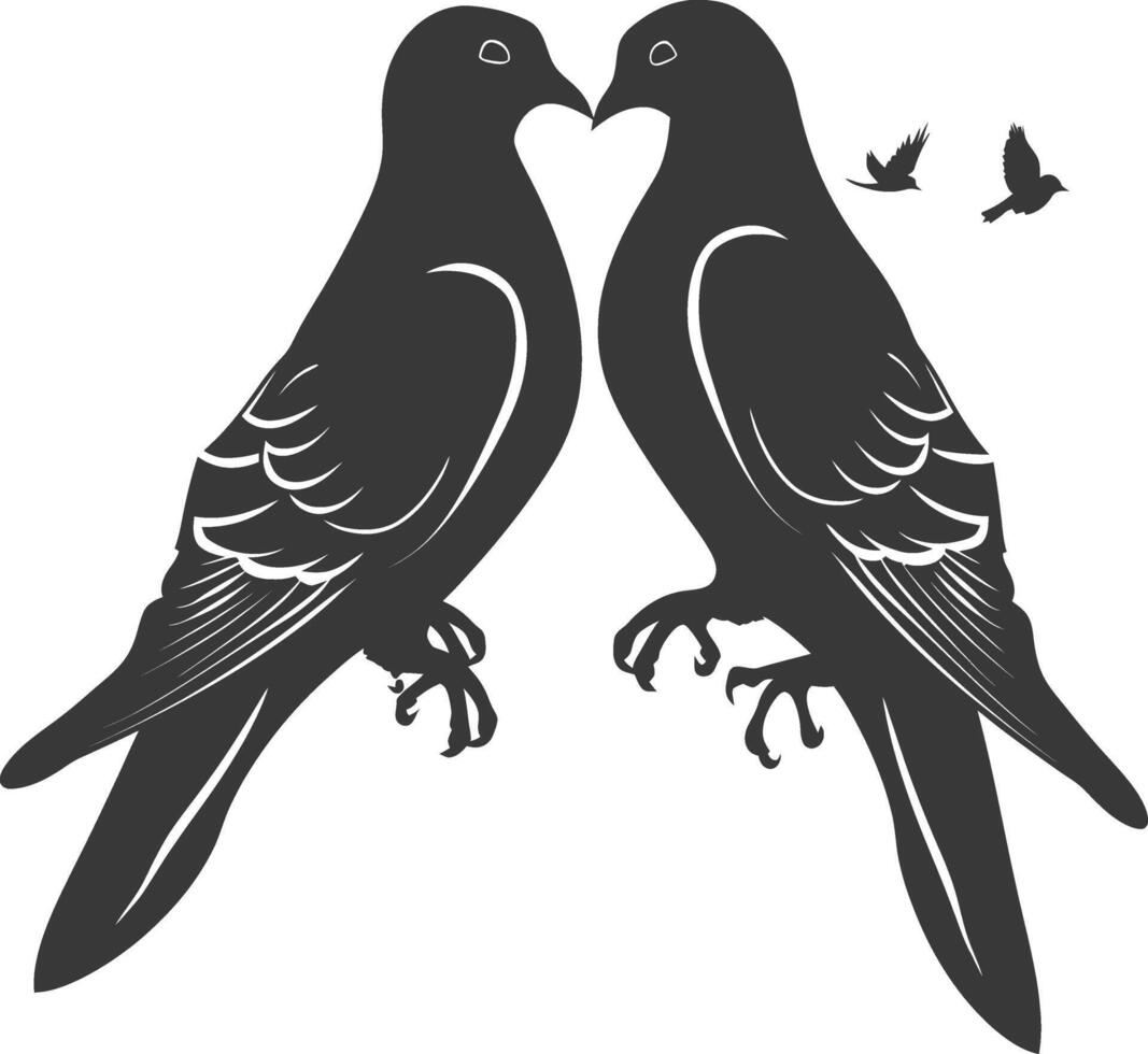 ai gegenereerd silhouet duif vogel dier vlieg paar duif zwart kleur enkel en alleen vector