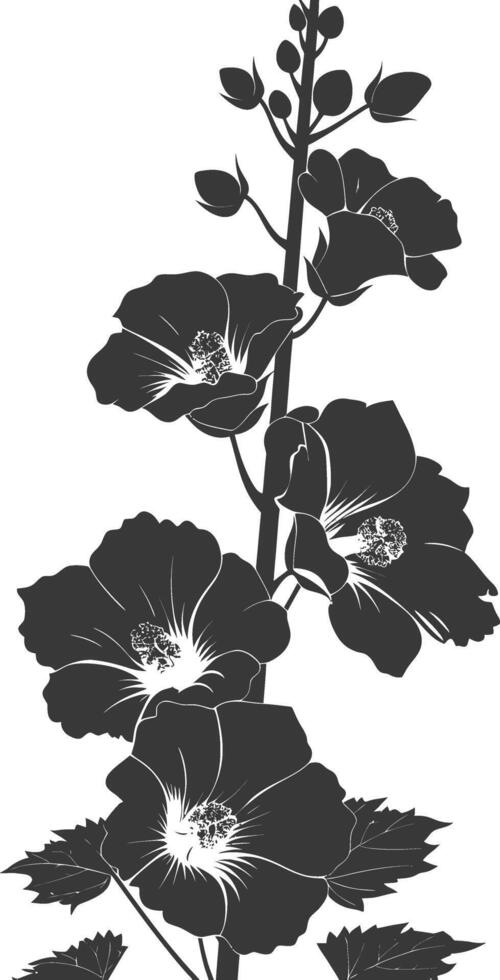 ai gegenereerd silhouet stokrozen bloem zwart kleur enkel en alleen vector
