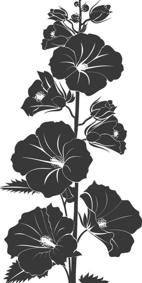 ai gegenereerd silhouet stokrozen bloem zwart kleur enkel en alleen vector