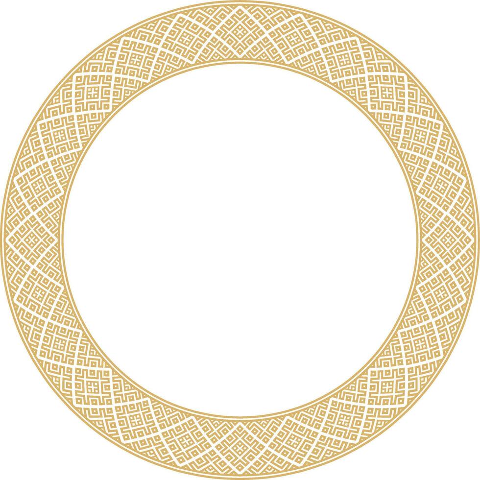 gouden ronde Wit-Russisch nationaal ornament. etnisch cirkel goud grens, Slavisch volkeren kader vector