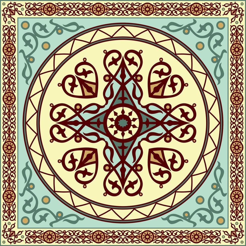 gekleurde plein yakut ornament. eindeloos rechthoek, grens, kader van de noordelijk volkeren van de ver oosten- vector