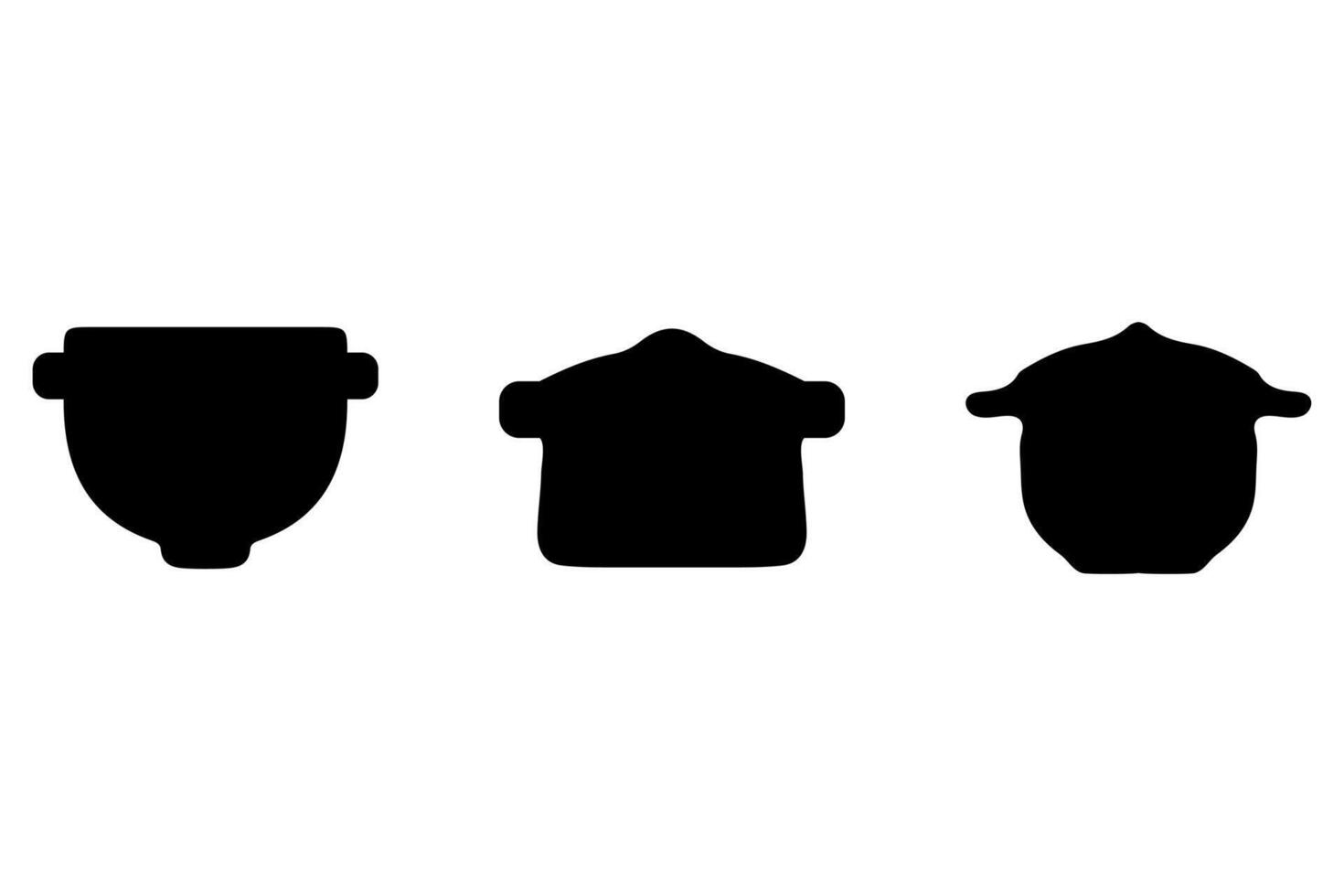 koken pot silhouet icoon set. Koken ware vlak ontwerp vector