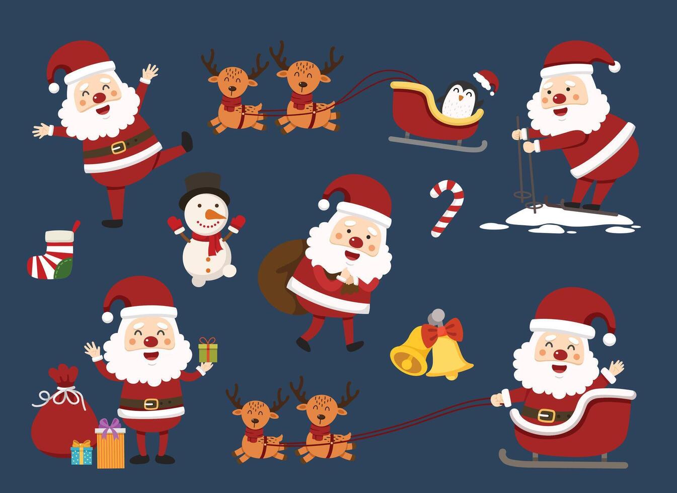 de kerstman claus gelukkig nieuw jaar en vrolijk Kerstmis illustratie vector