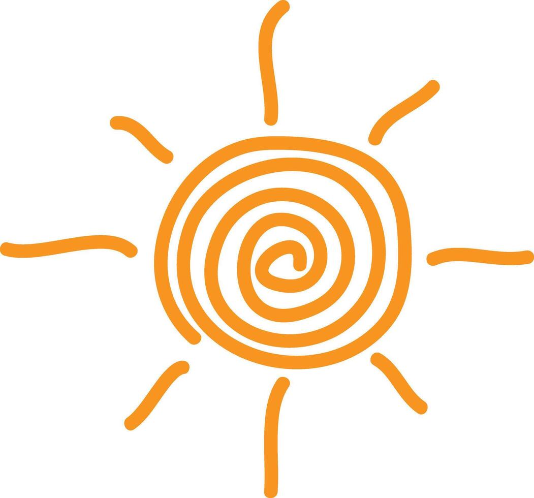 hand- getrokken zon illustratie, vector