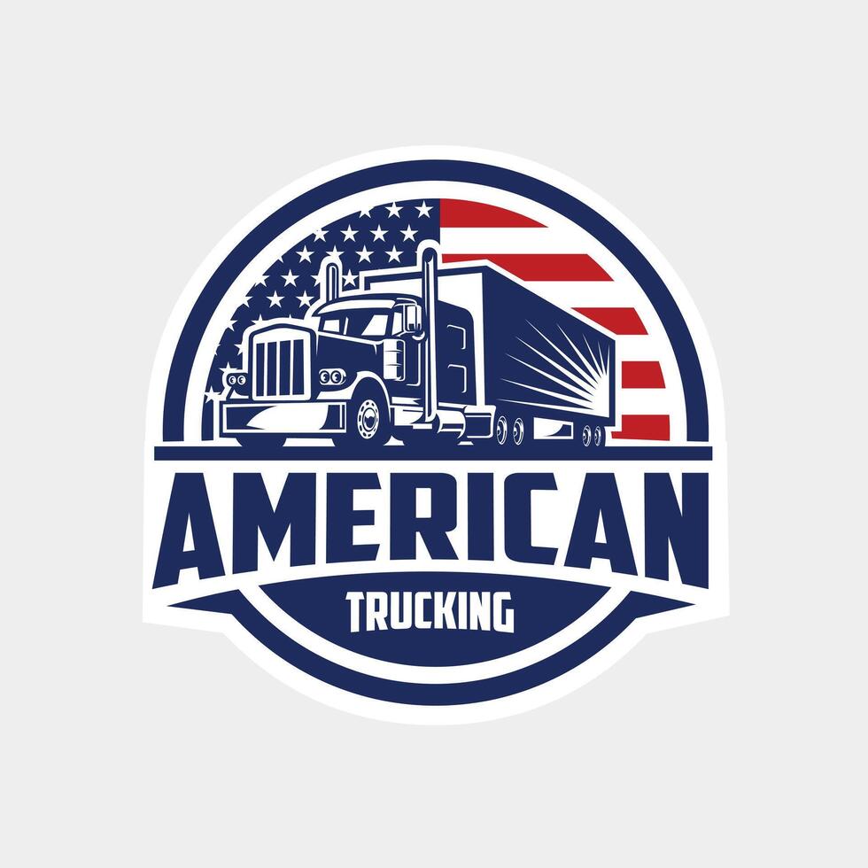Amerikaans vrachtvervoer logo embleem geïsoleerd. het beste voor vrachtauto en vracht verwant industrie vector