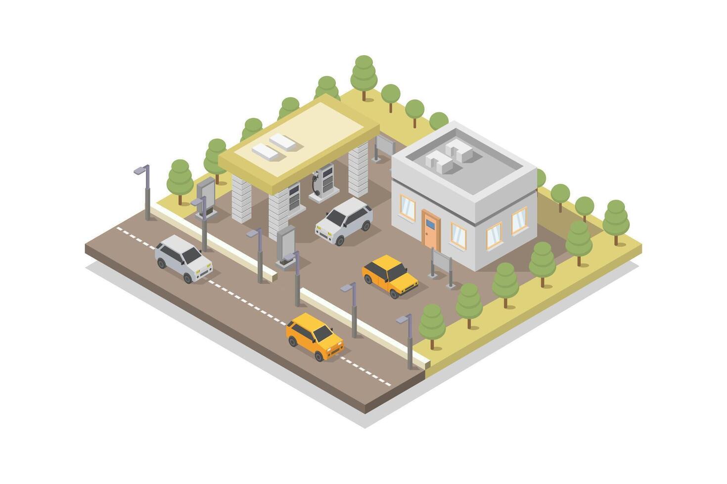 gas- station isometrische in vector