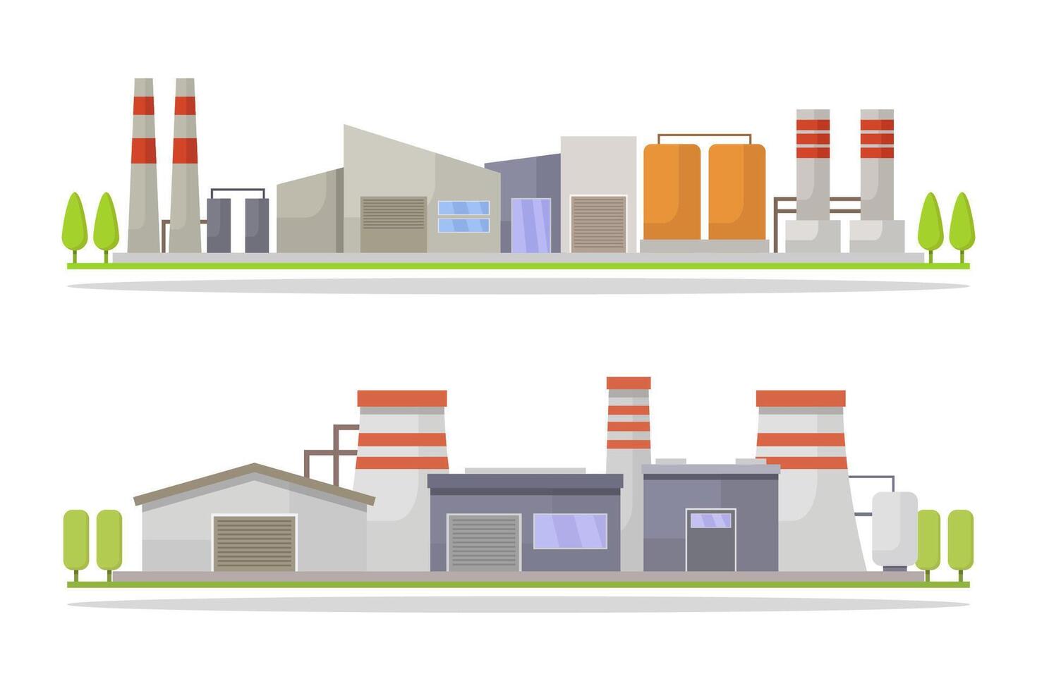 industrieel gebouwen geïllustreerd in vector