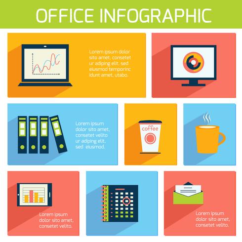 Office infographics platte business sjabloon vector