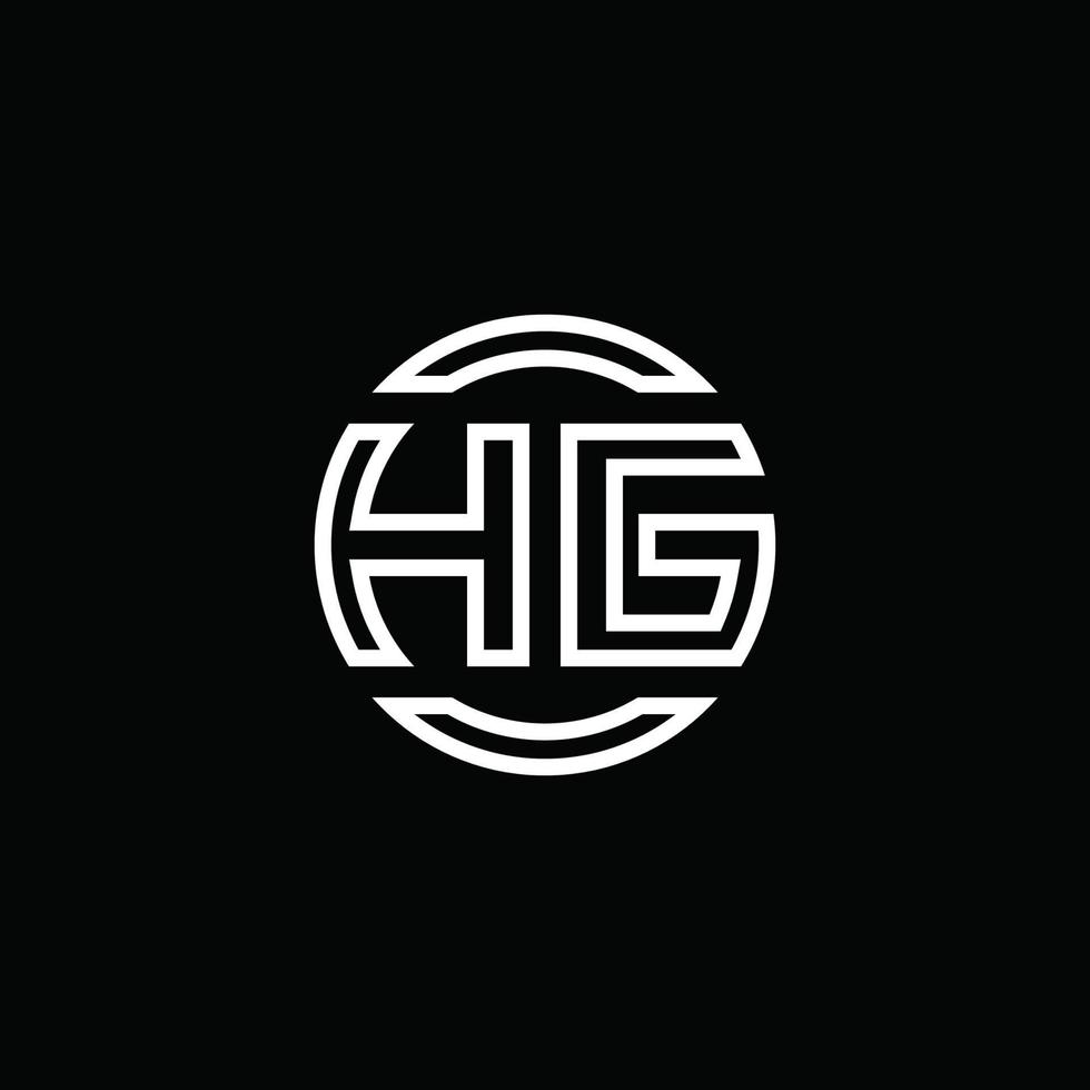 hg logo monogram met negatieve ruimte cirkel afgeronde ontwerpsjabloon vector