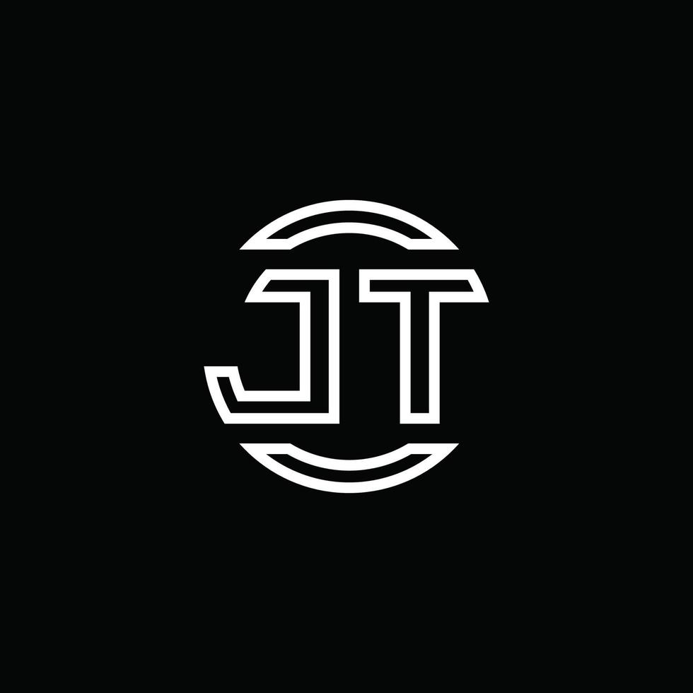 jt logo monogram met negatieve ruimte cirkel afgeronde ontwerpsjabloon vector