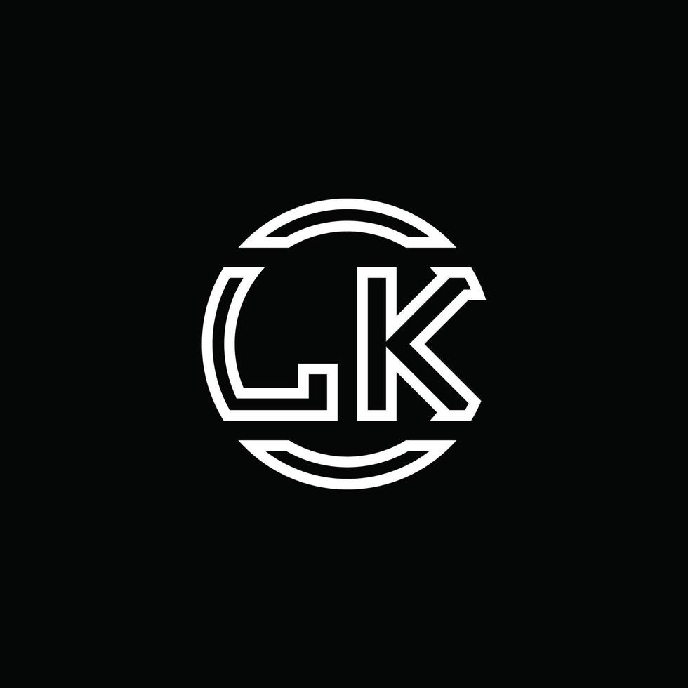 lk logo monogram met negatieve ruimte cirkel afgeronde ontwerpsjabloon vector