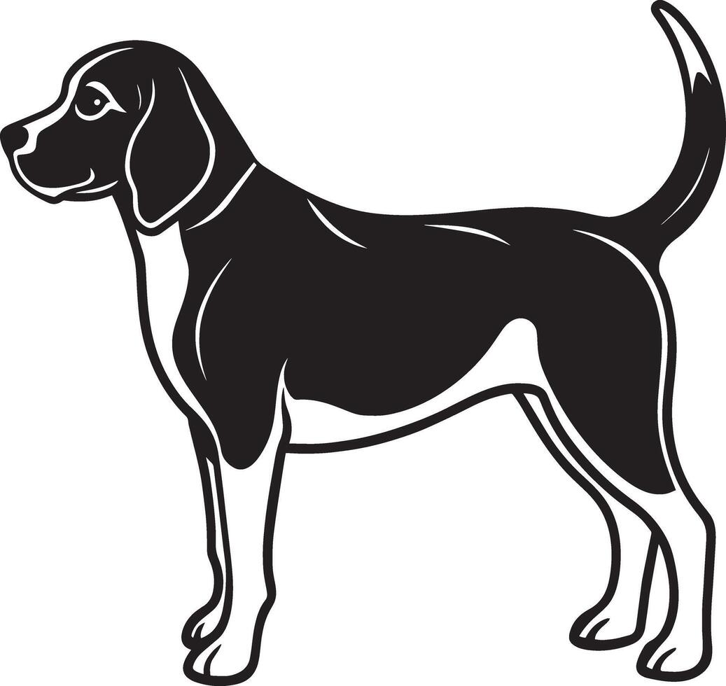 hond silhouet. zwart en wit. illustratie in wit achtergrond vector