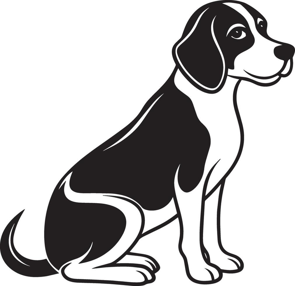 hond silhouet. zwart en wit. illustratie in wit achtergrond vector