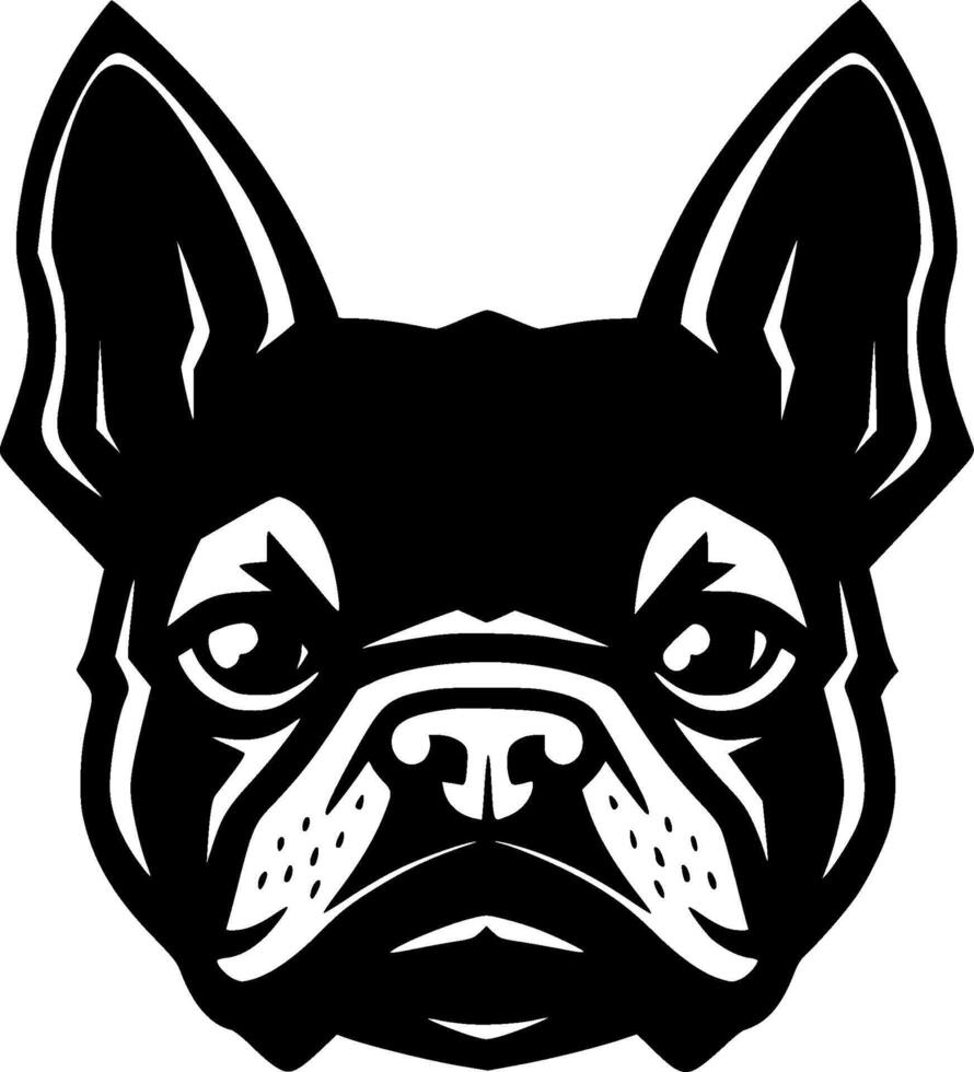 Frans bulldog - zwart en wit geïsoleerd icoon - illustratie vector