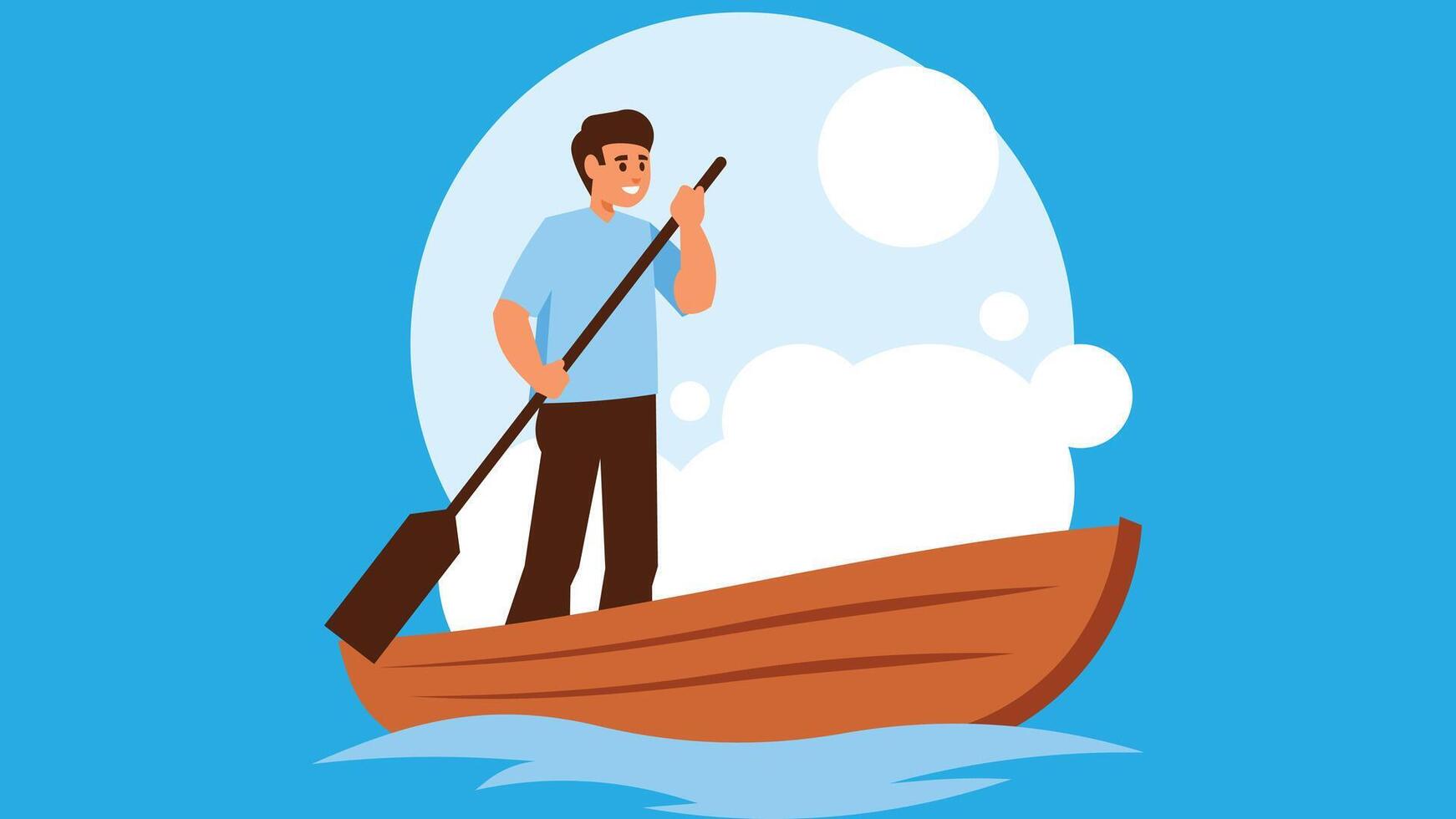 persoon raften in een boot in de meer illustratie vector