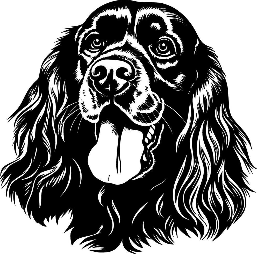 cocker spaniël, zwart en wit illustratie vector