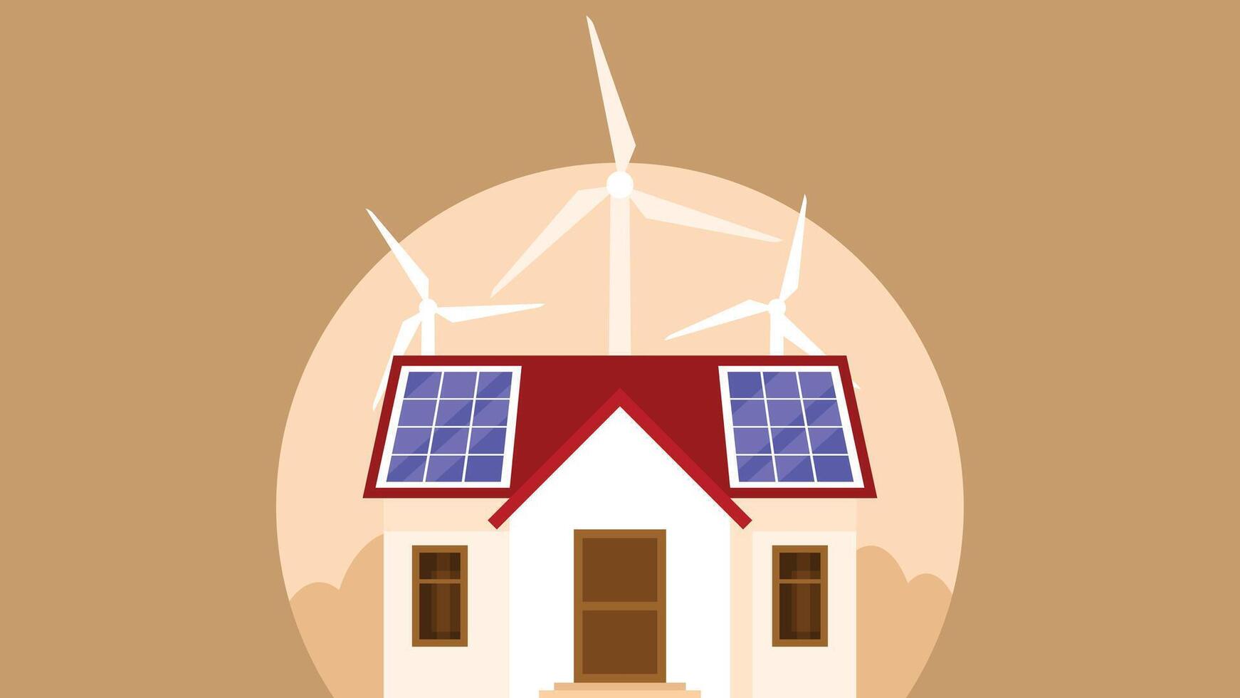 duurzame huis met schoon energie zonne- en wind energie illustratie vector