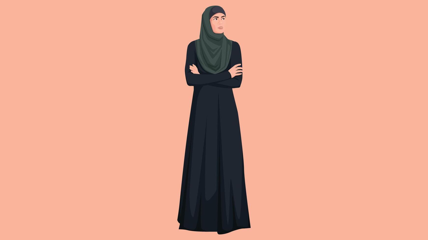 Arabisch vrouw vrouwelijk illustratie kruispunt armen vector