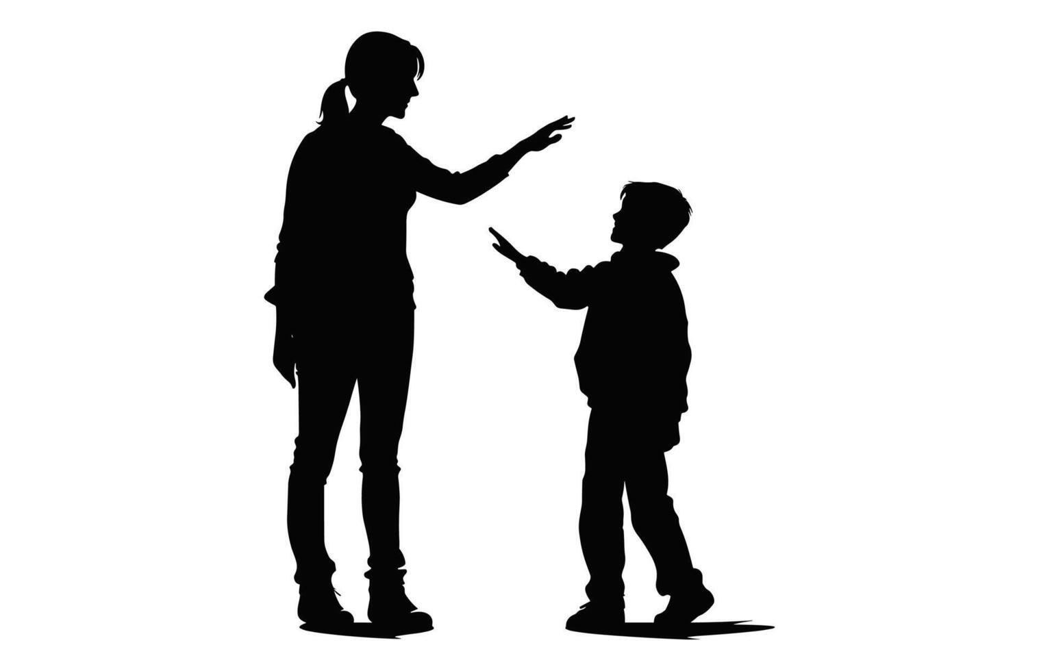 moeder en kind silhouet geïsoleerd Aan een wit achtergrond vector