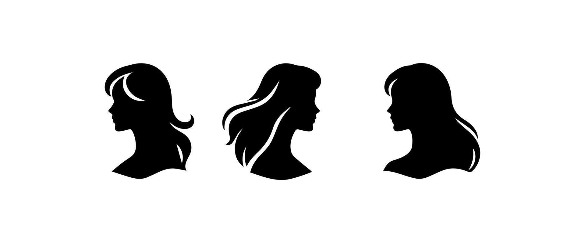 vrouw hoofd silhouet, gezicht profiel, vignet. hand- getrokken illustratie, geïsoleerd Aan wit achtergrond. ontwerp voor uitnodiging, groet kaart, wijnoogst stijl. vector