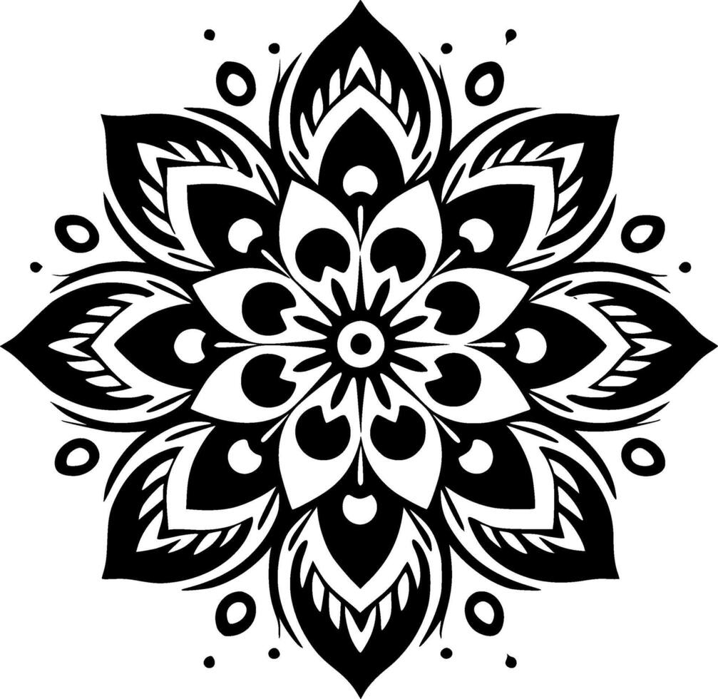 mandala - zwart en wit geïsoleerd icoon - illustratie vector