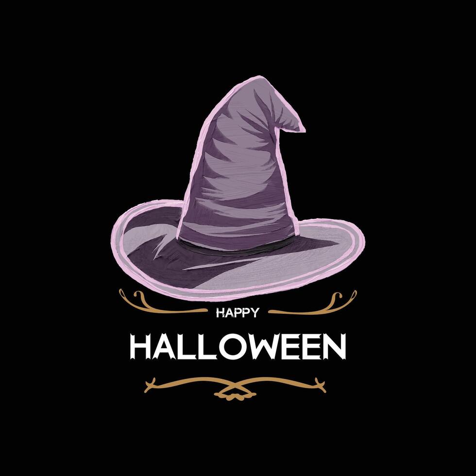 gelukkig halloween met heks hoed waterverf t overhemd ontwerp vector