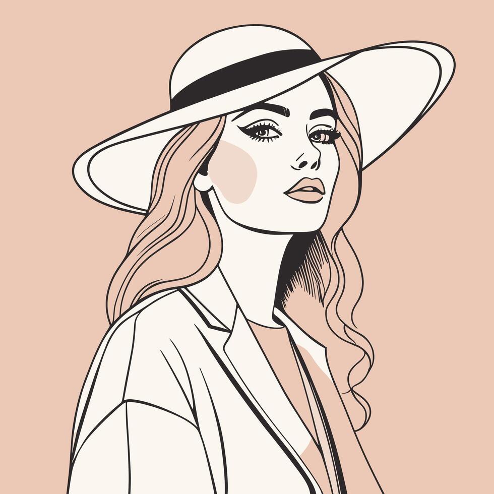 vrouw lijn kunst portret illustratie ontwerp vector