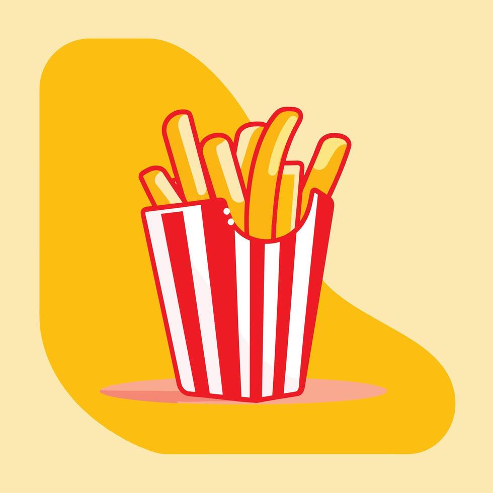 Frans Patat tekenfilm illustratie Fast food concept vlak ontwerp vector